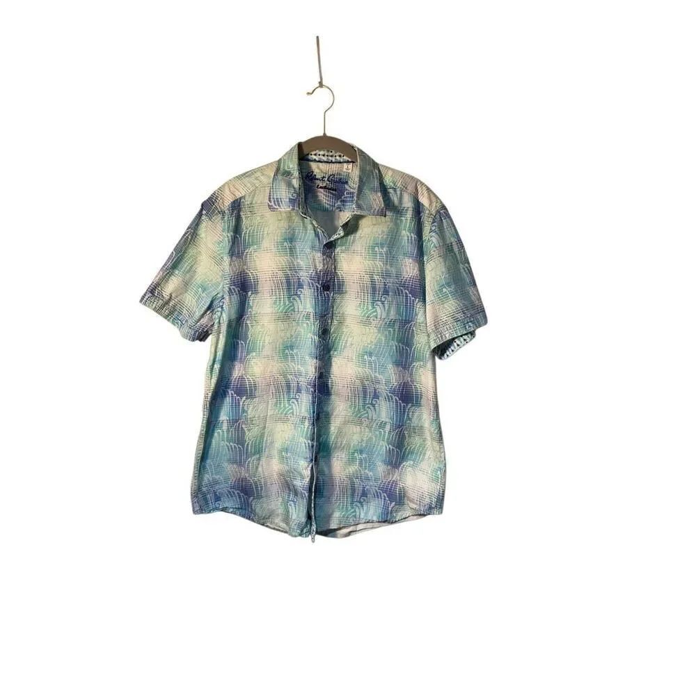 Robert Graham, men’s short sleeve button down multi colored shirt, large